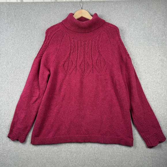 Sundance Sweaters - Sundance Sweater Womens XL Pink Turtleneck Cable Pullover Chunky Cotton Silk